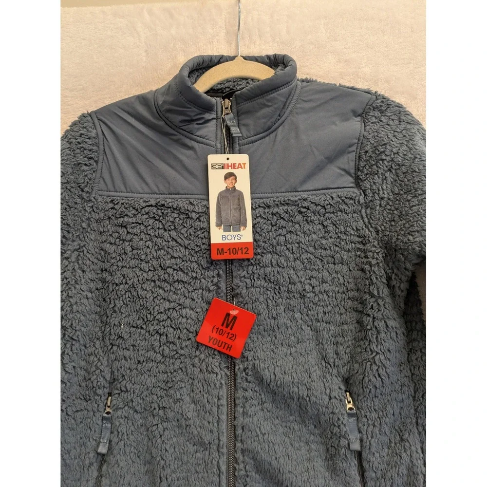 32 Degrees Heat Boys'‎ Fleece Jacket Full Zip Gray Youth Size M (10/12)
